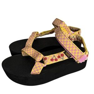 Teva Flatform Universal Sandals in the "Picnic Cherries" pattern